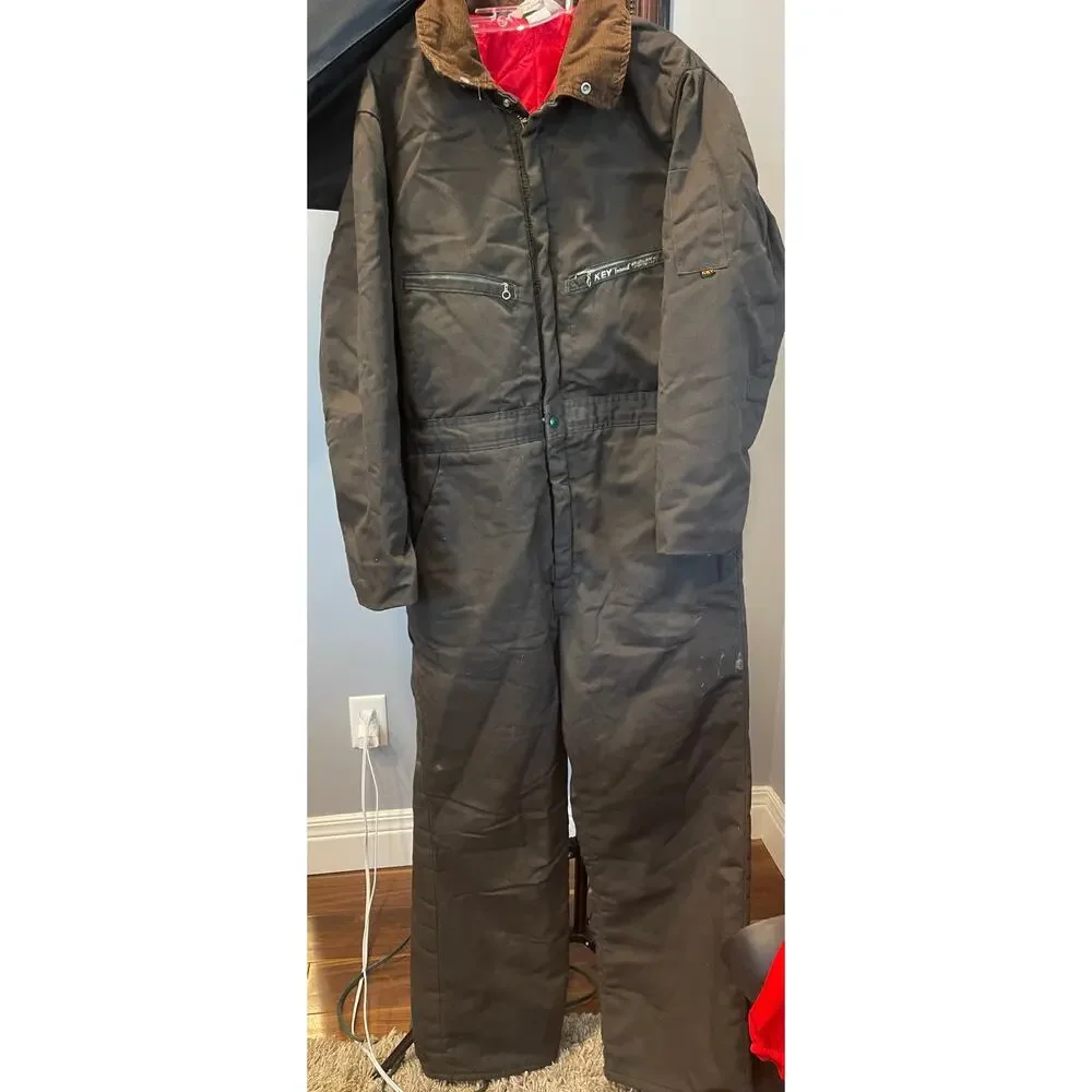 Key Imperial Vintage Mens Green Insulated Coveralls, Winter, Work, Medium